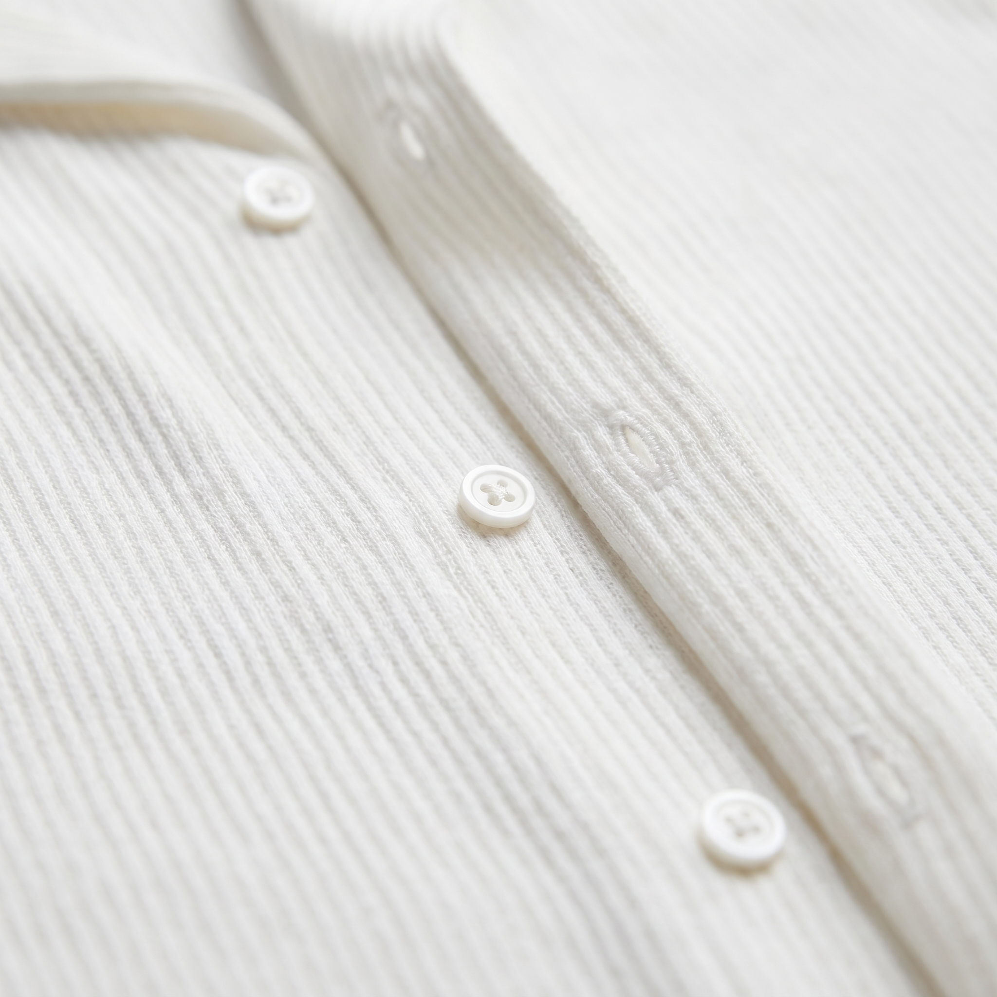 Ribbed Cuban Collar Shirt for Men - Casual Short Sleeve Cotton Top