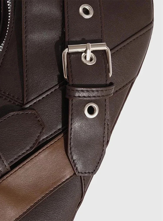 Black Faux Leather Buckle-Strap Shoulder Bag Women UK – Casual Everyday Use, Smart Casual Outings