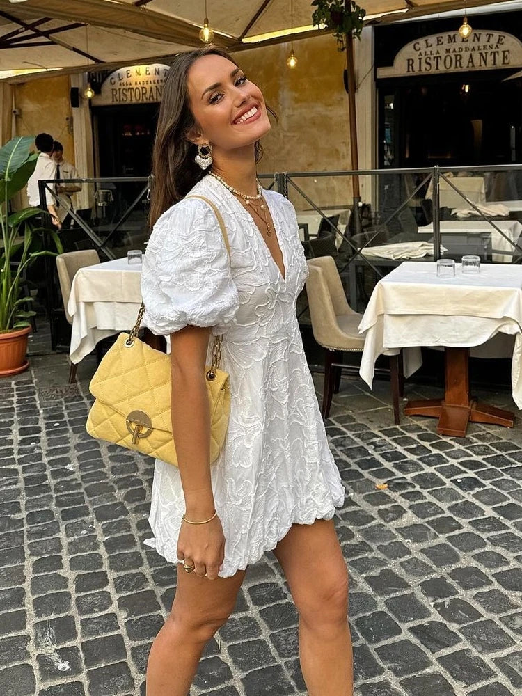 Floral Mini Dress Women UK – Puff Sleeve Casual Summer Style, Everyday Wear