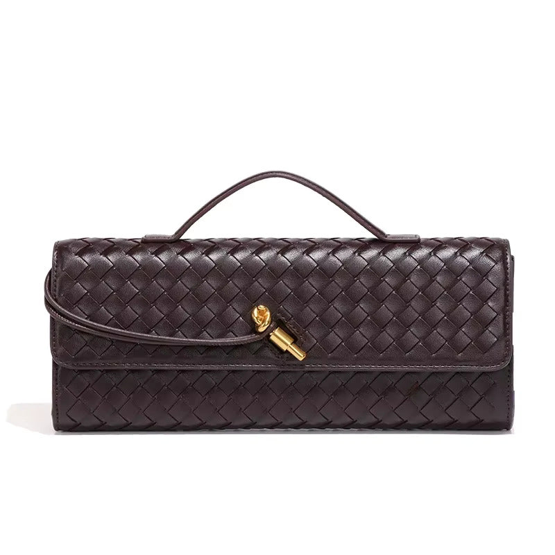 Woven Vegan Leather Clutch Bag Women UK – Chic Evening Accessory, Smart Casual Use