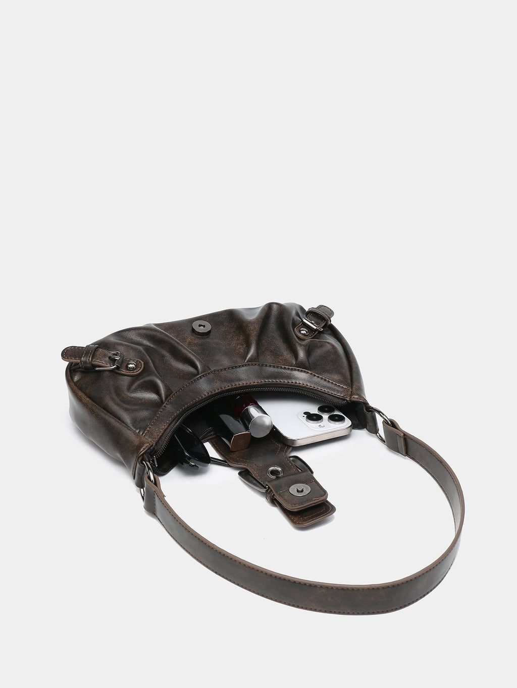 Distressed Faux Leather Hobo Bag Women UK – Everyday Use, Smart Casual Accessory