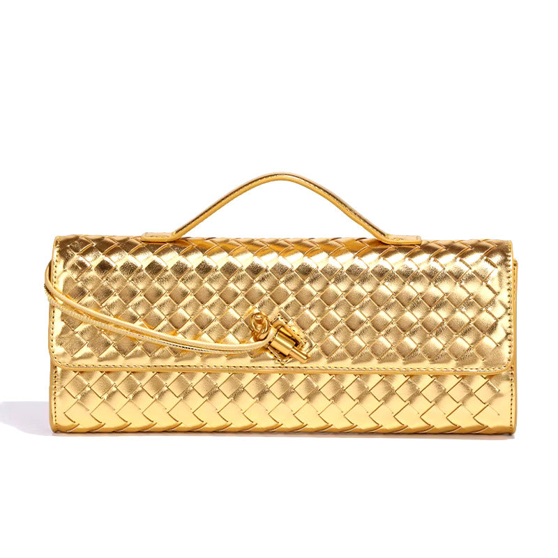 Woven Vegan Leather Clutch Bag Women UK – Chic Evening Accessory, Smart Casual Use