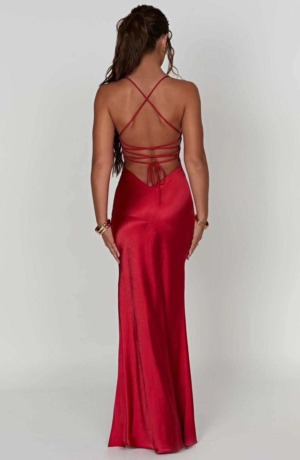 Satin Maxi Dress with Thigh-High Split for Evening Events and Formal Occasions