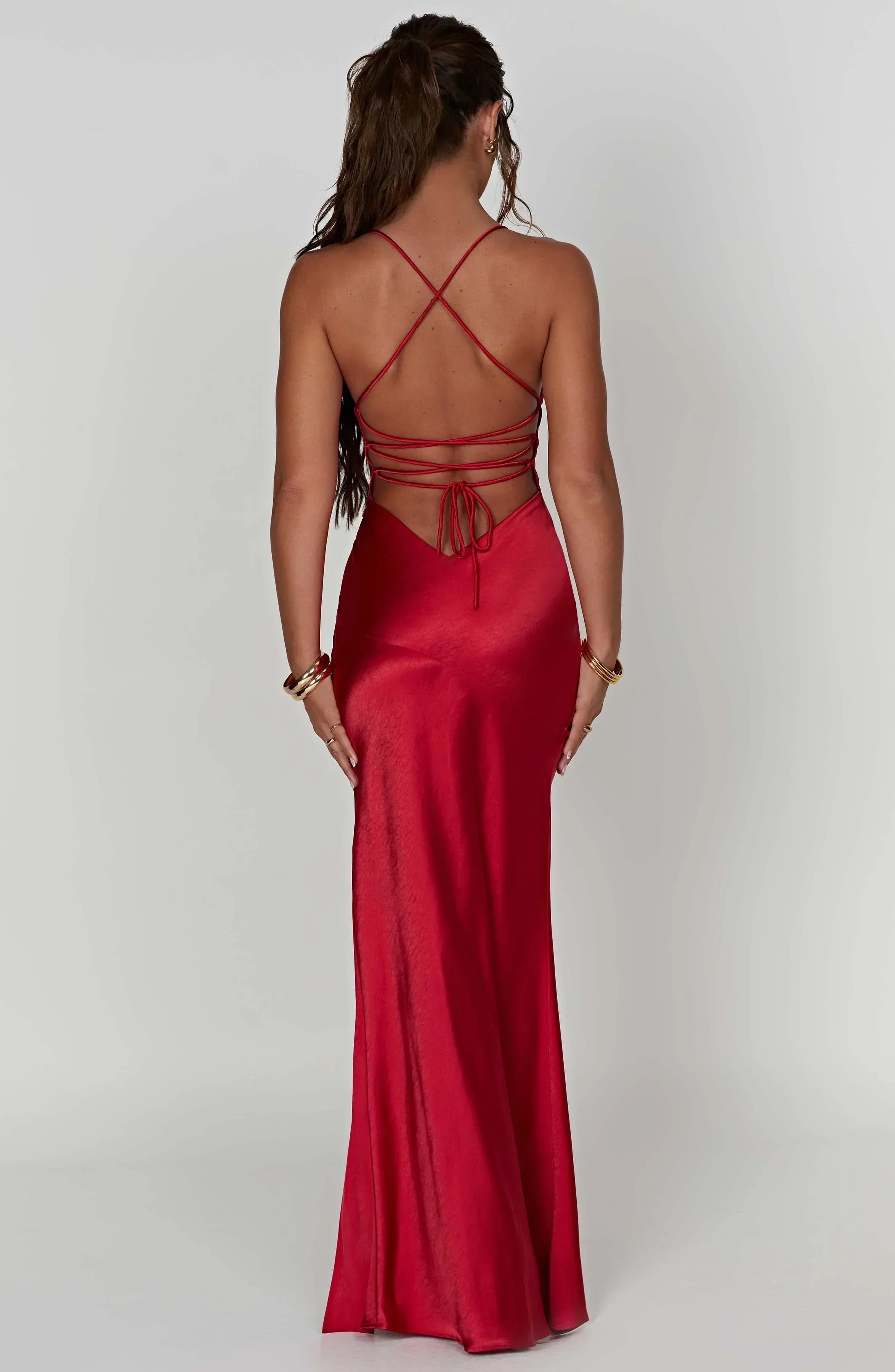 Satin Maxi Dress with Thigh-High Split for Evening Events and Formal Occasions