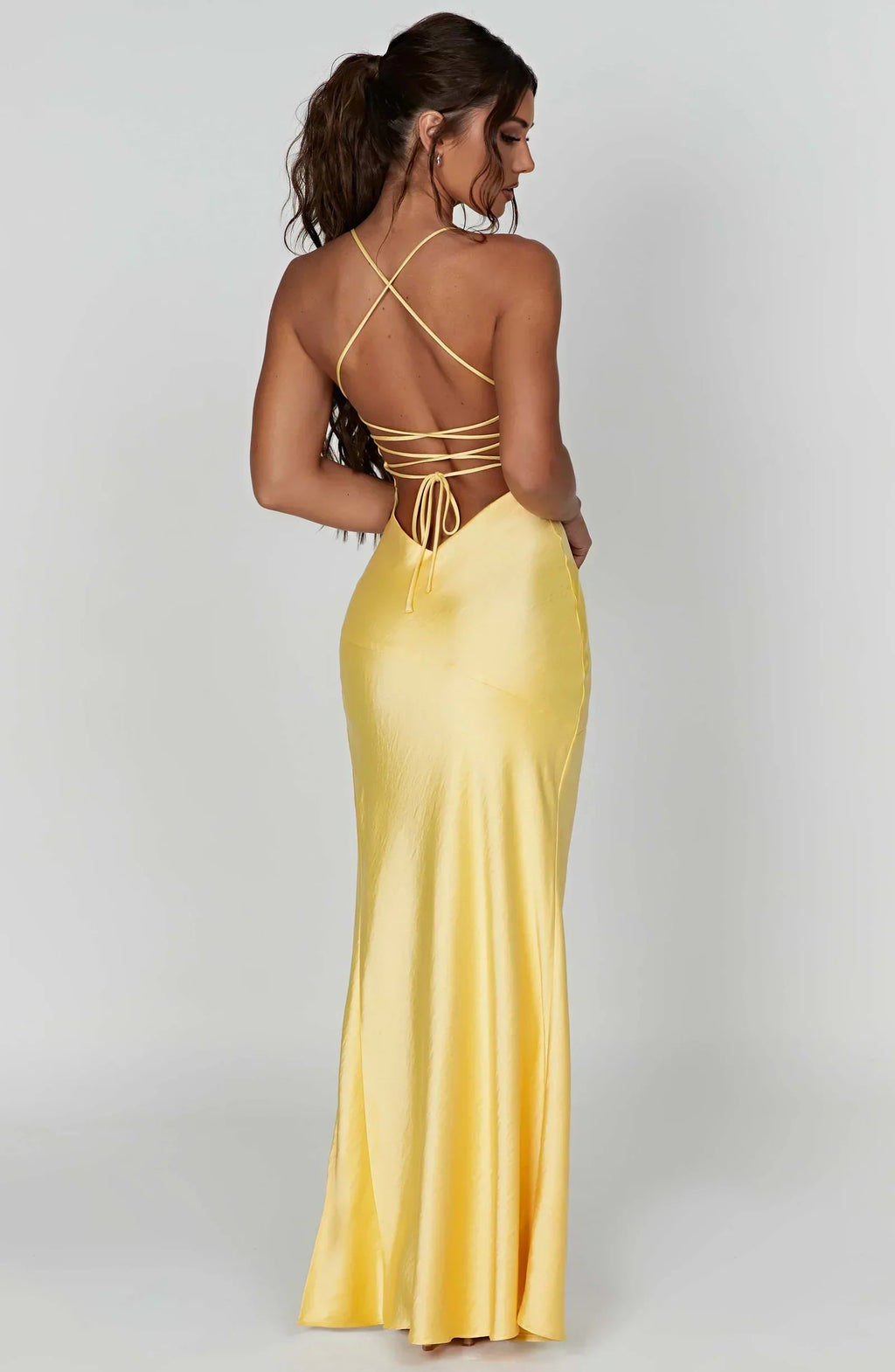 Satin Maxi Dress with Thigh-High Split for Evening Events and Formal Occasions