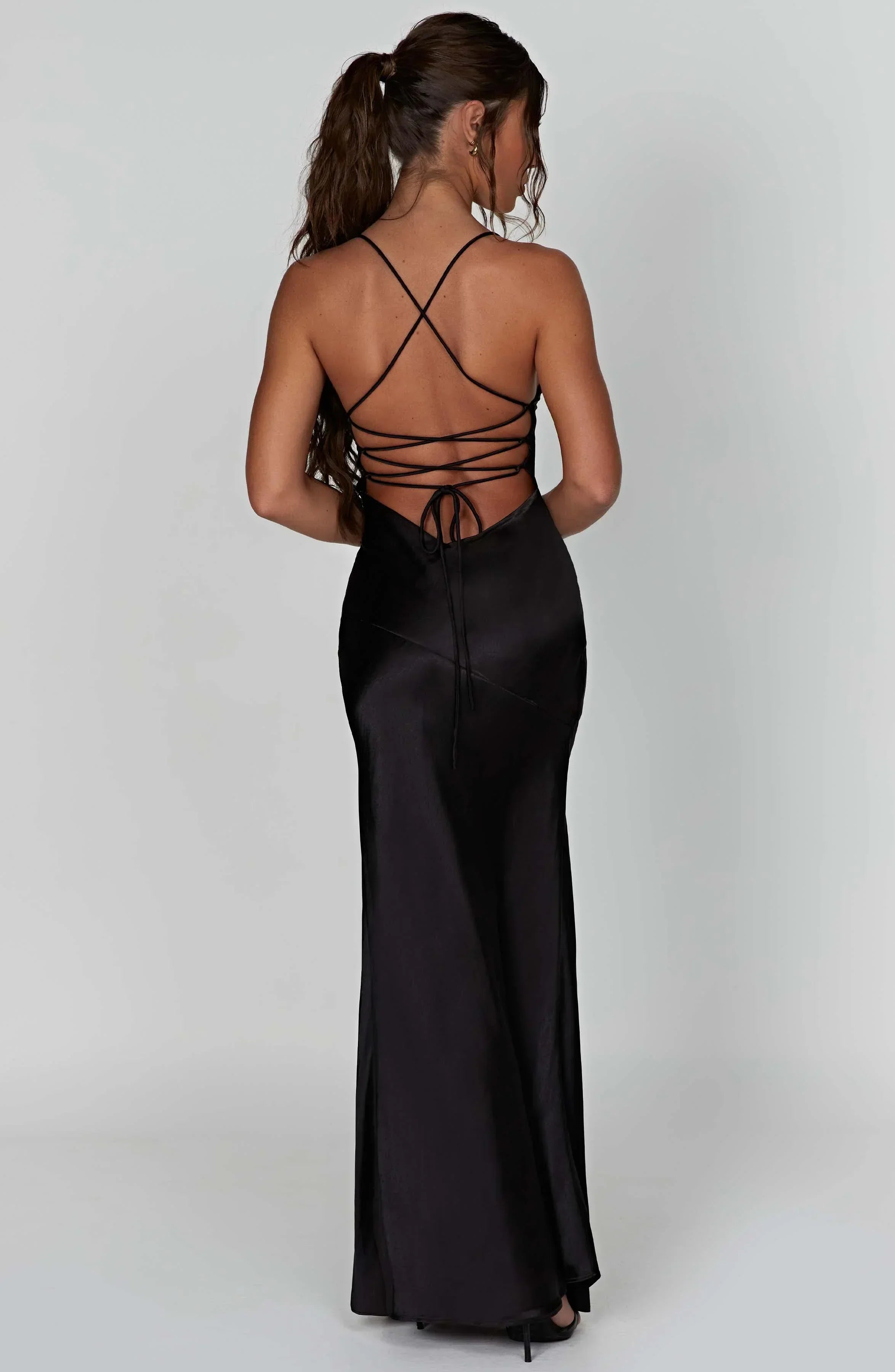 Satin Maxi Dress with Thigh-High Split for Evening Events and Formal Occasions