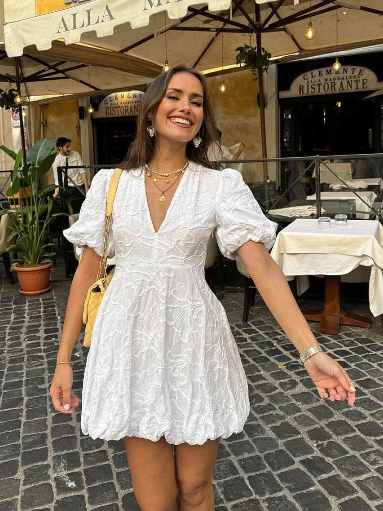 Floral Mini Dress Women UK – Puff Sleeve Casual Summer Style, Everyday Wear