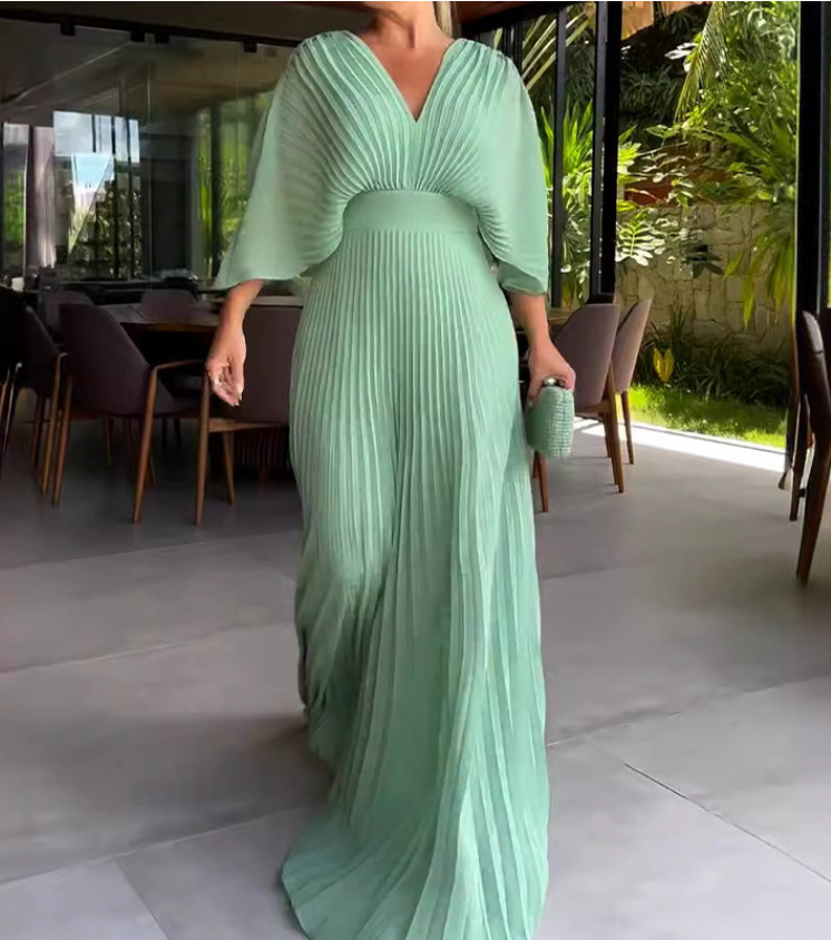 Vibrant Pleated Maxi Dress Women UK – Summer Wedding, Gala Event