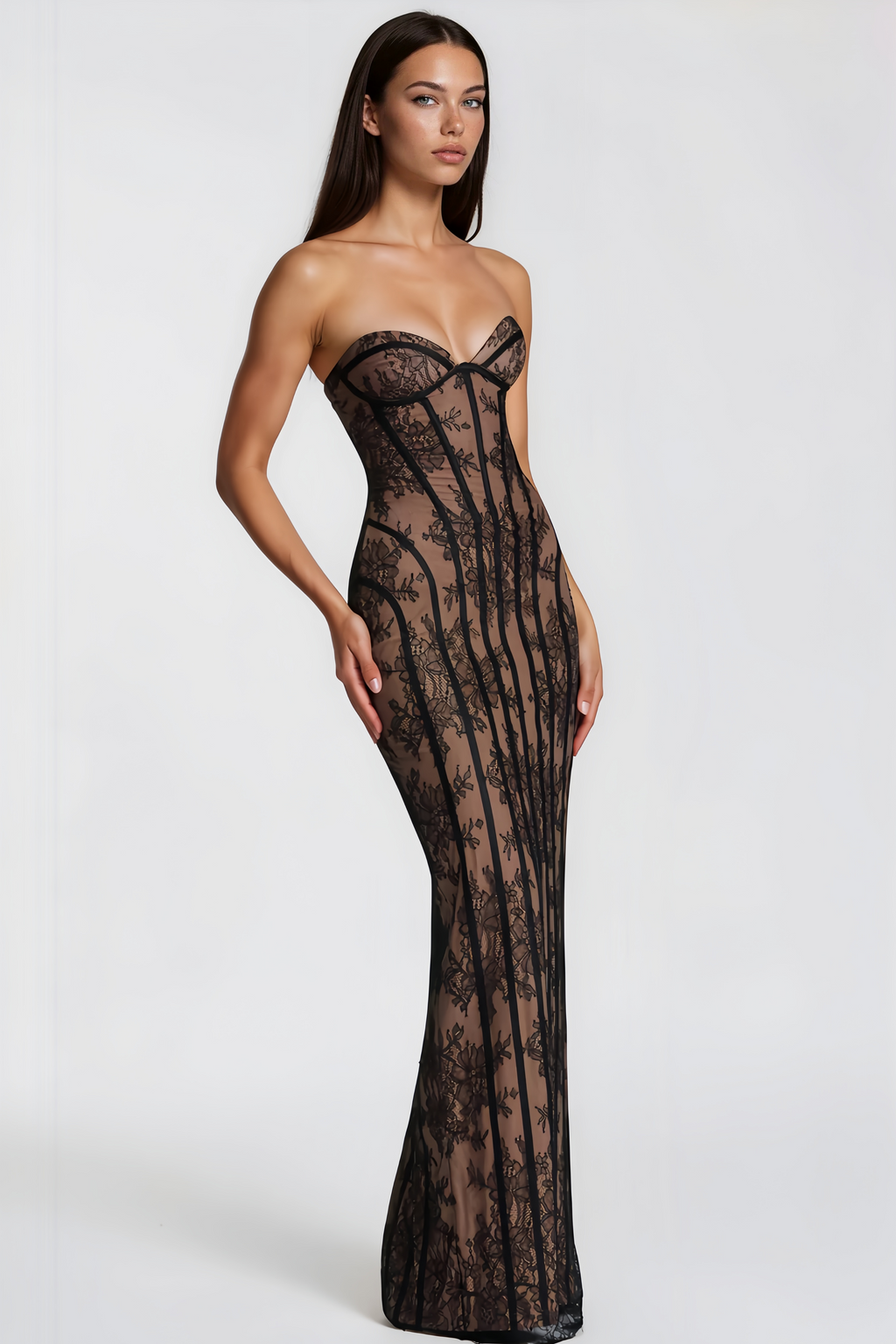 Black Lace Off-Shoulder Maxi Dress Women UK – Formal Occasion, Party Gown
