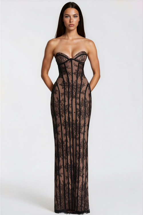 Black Lace Off-Shoulder Maxi Dress Women UK – Formal Occasion, Party Gown