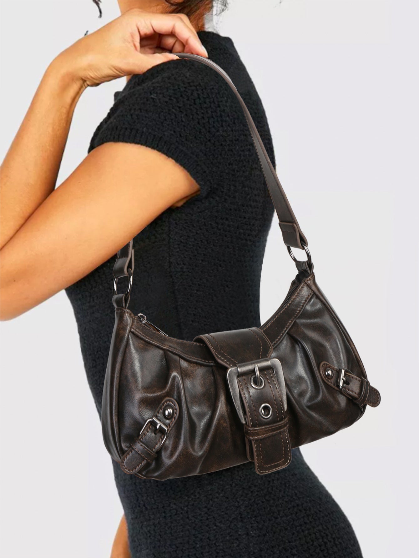 Distressed Faux Leather Hobo Bag Women UK – Everyday Use, Smart Casual Accessory