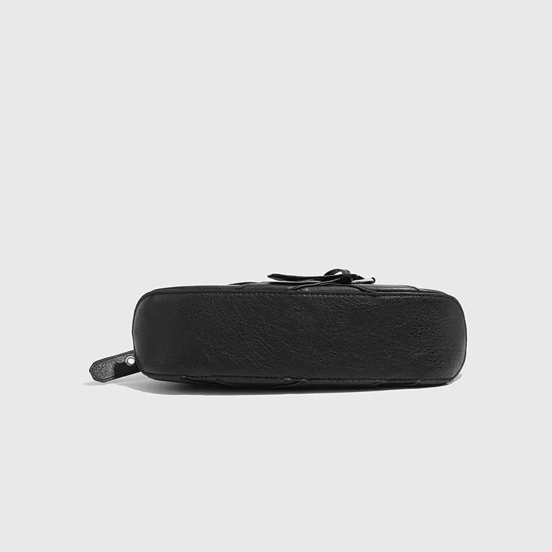Black Faux Leather Buckle-Strap Shoulder Bag Women UK – Casual Everyday Use, Smart Casual Outings