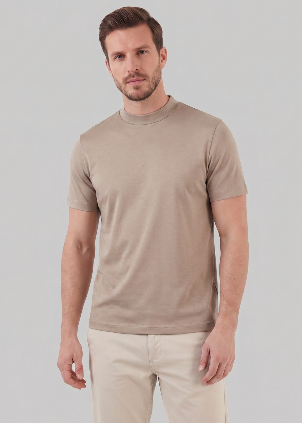 Shiny Men's Crewneck T-Shirt - Lightweight Fabric for Casual Wear