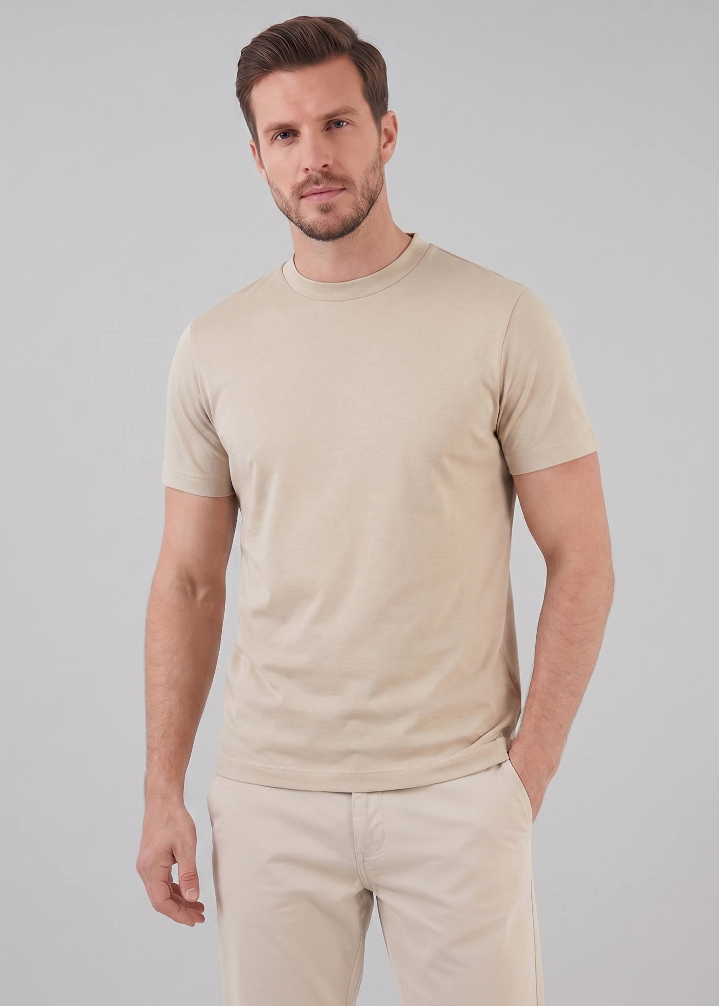 Shiny Men's Crewneck T-Shirt - Lightweight Fabric for Casual Wear