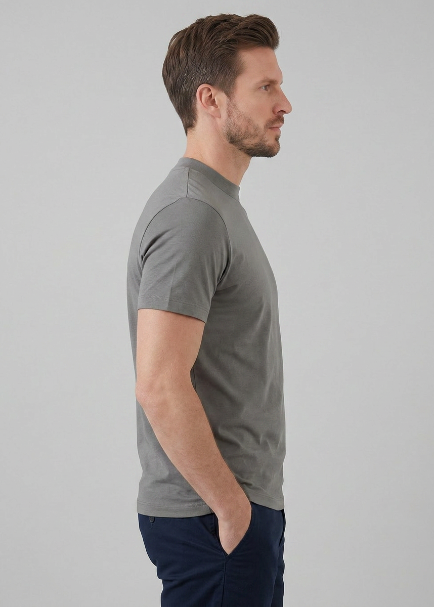 Shiny Men's Crewneck T-Shirt - Lightweight Fabric for Casual Wear
