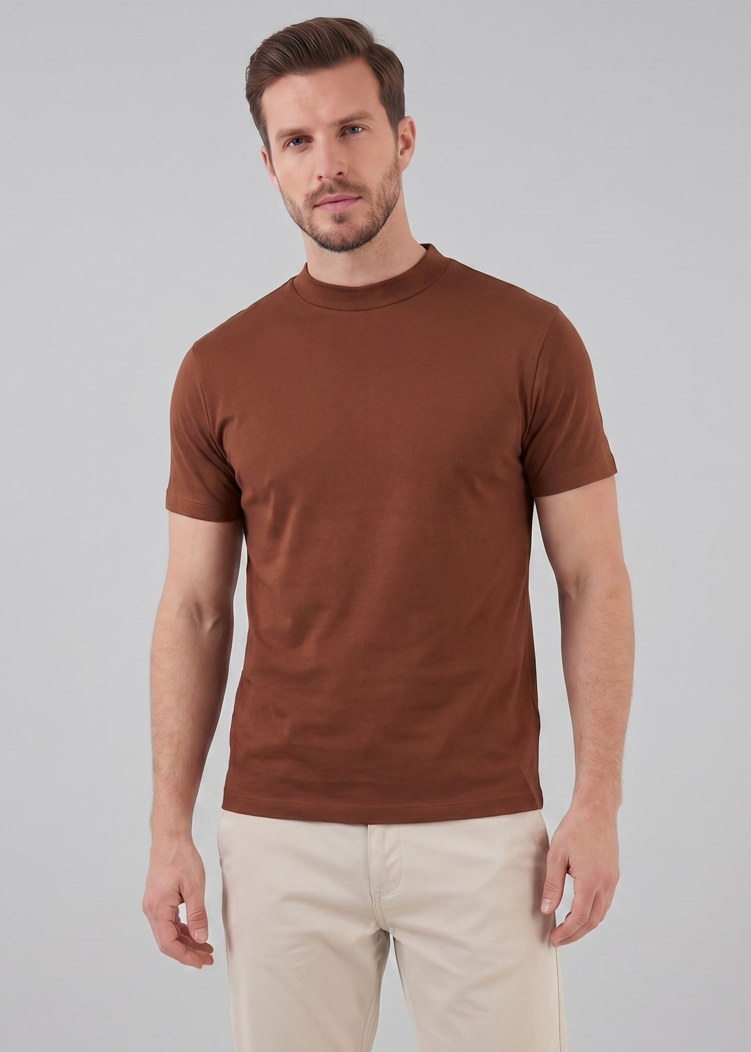 Shiny Men's Crewneck T-Shirt - Lightweight Fabric for Casual Wear