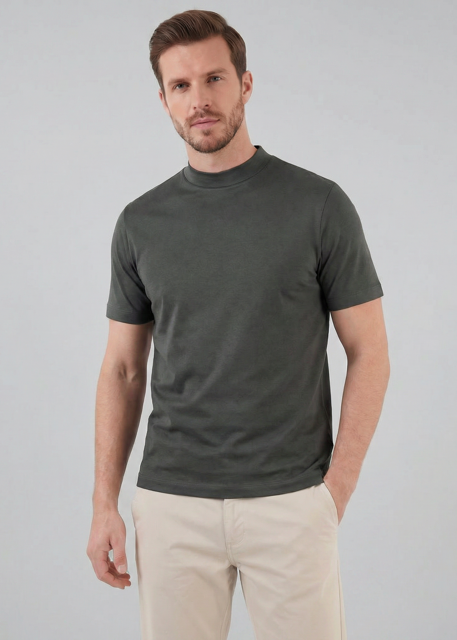Shiny Men's Crewneck T-Shirt - Lightweight Fabric for Casual Wear