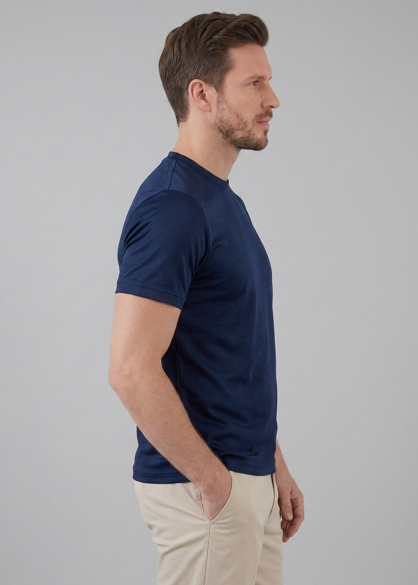 Shiny Men's Crewneck T-Shirt - Lightweight Fabric for Casual Wear