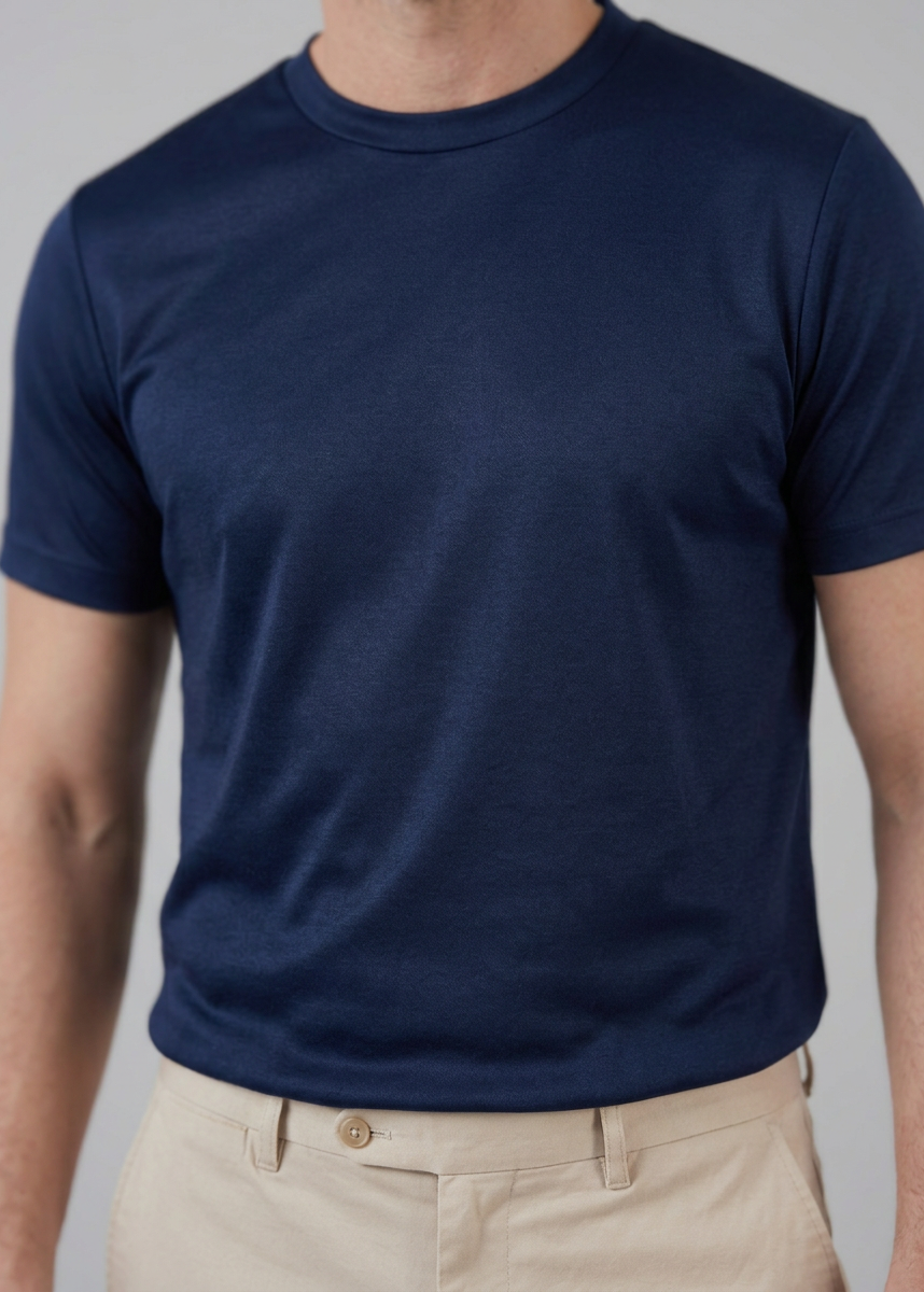 Shiny Men's Crewneck T-Shirt - Lightweight Fabric for Casual Wear
