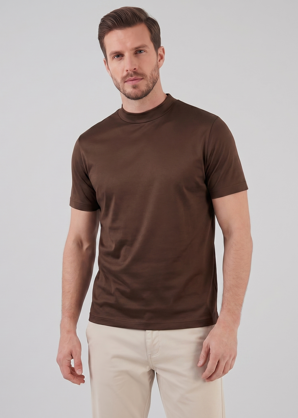 Shiny Men's Crewneck T-Shirt - Lightweight Fabric for Casual Wear