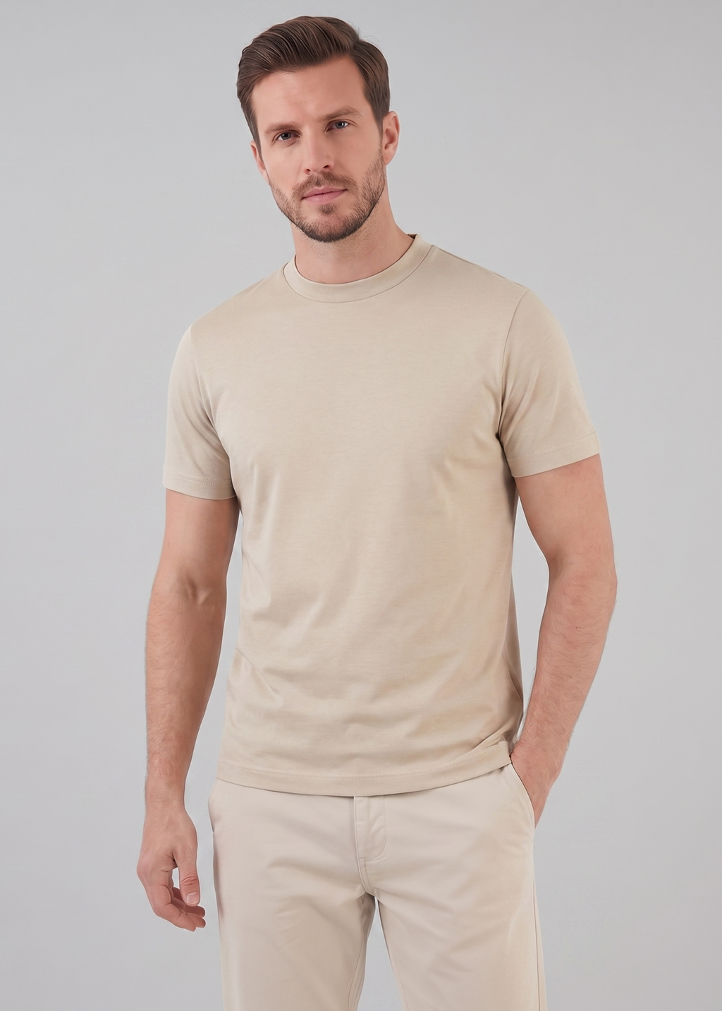 Shiny Men's Crewneck T-Shirt in Soft Fabric for Casual Wear