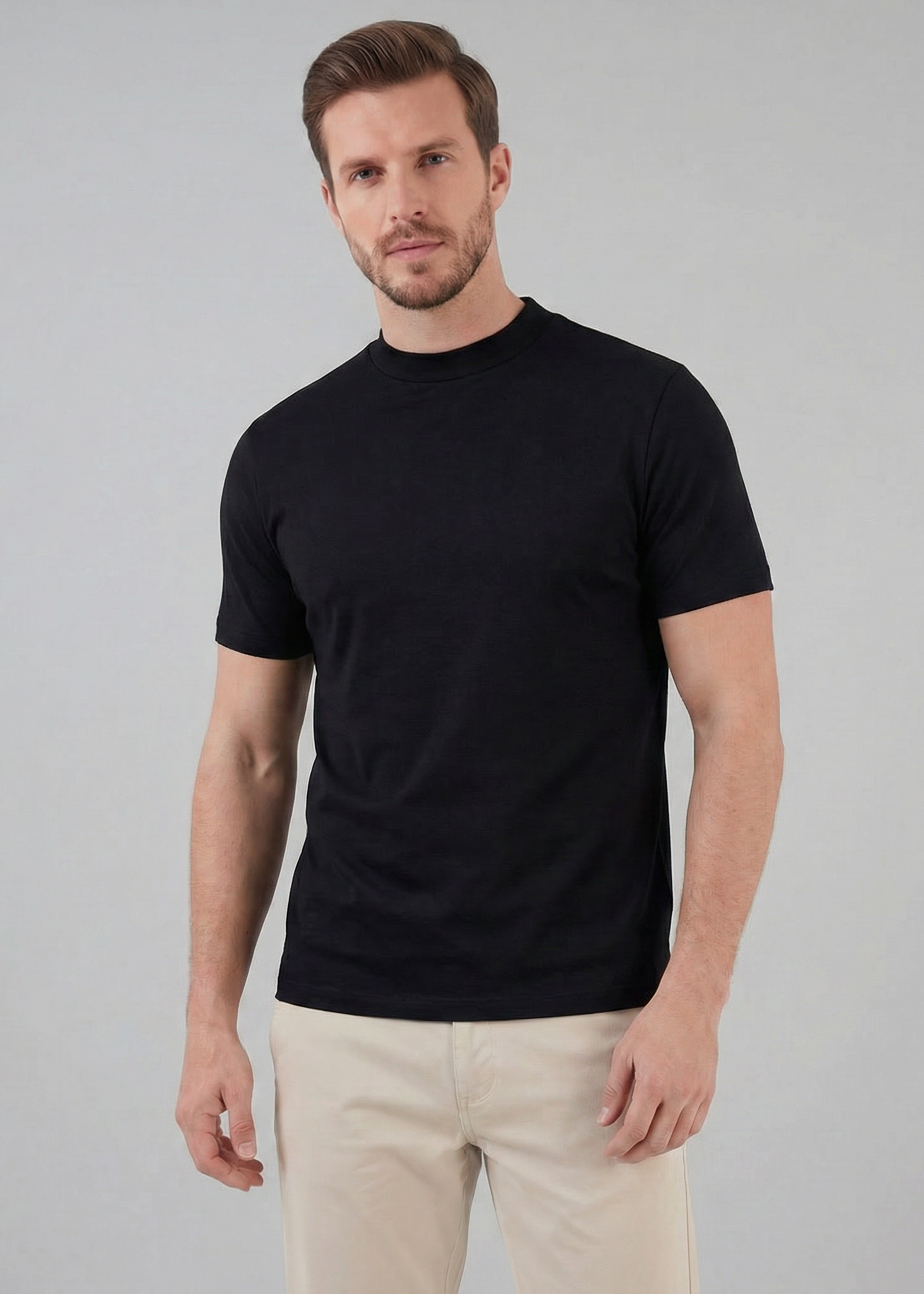 Shiny Men's Crewneck T-Shirt in Soft Fabric for Casual Wear
