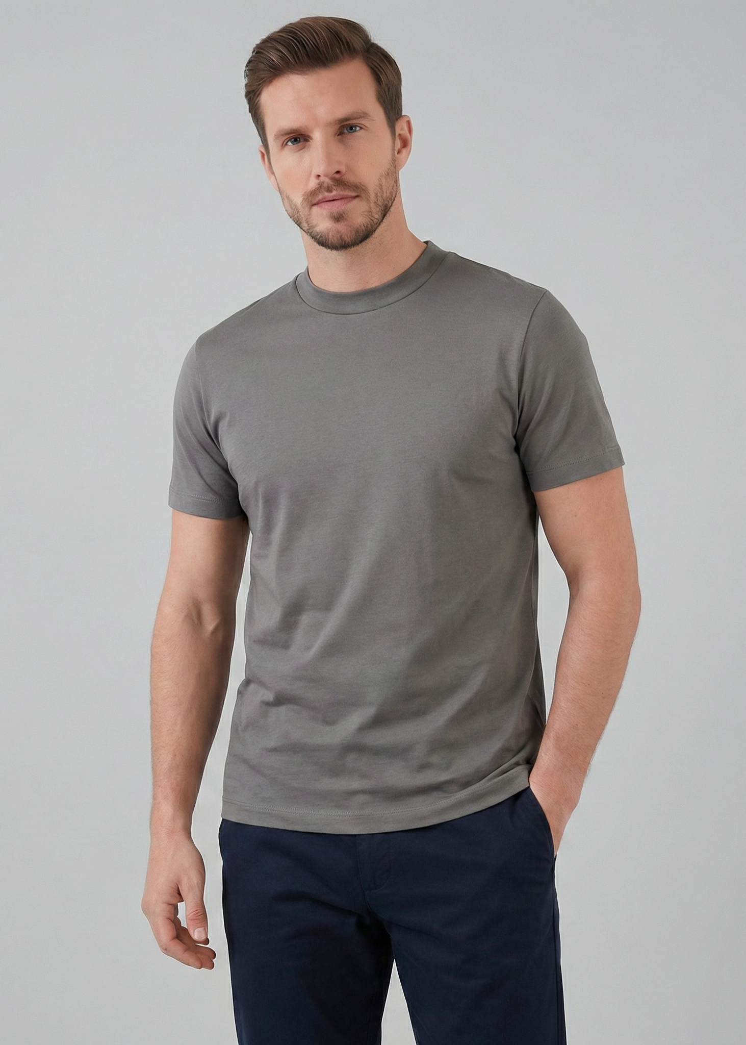 Shiny Men's Crewneck T-Shirt in Soft Fabric for Casual Wear