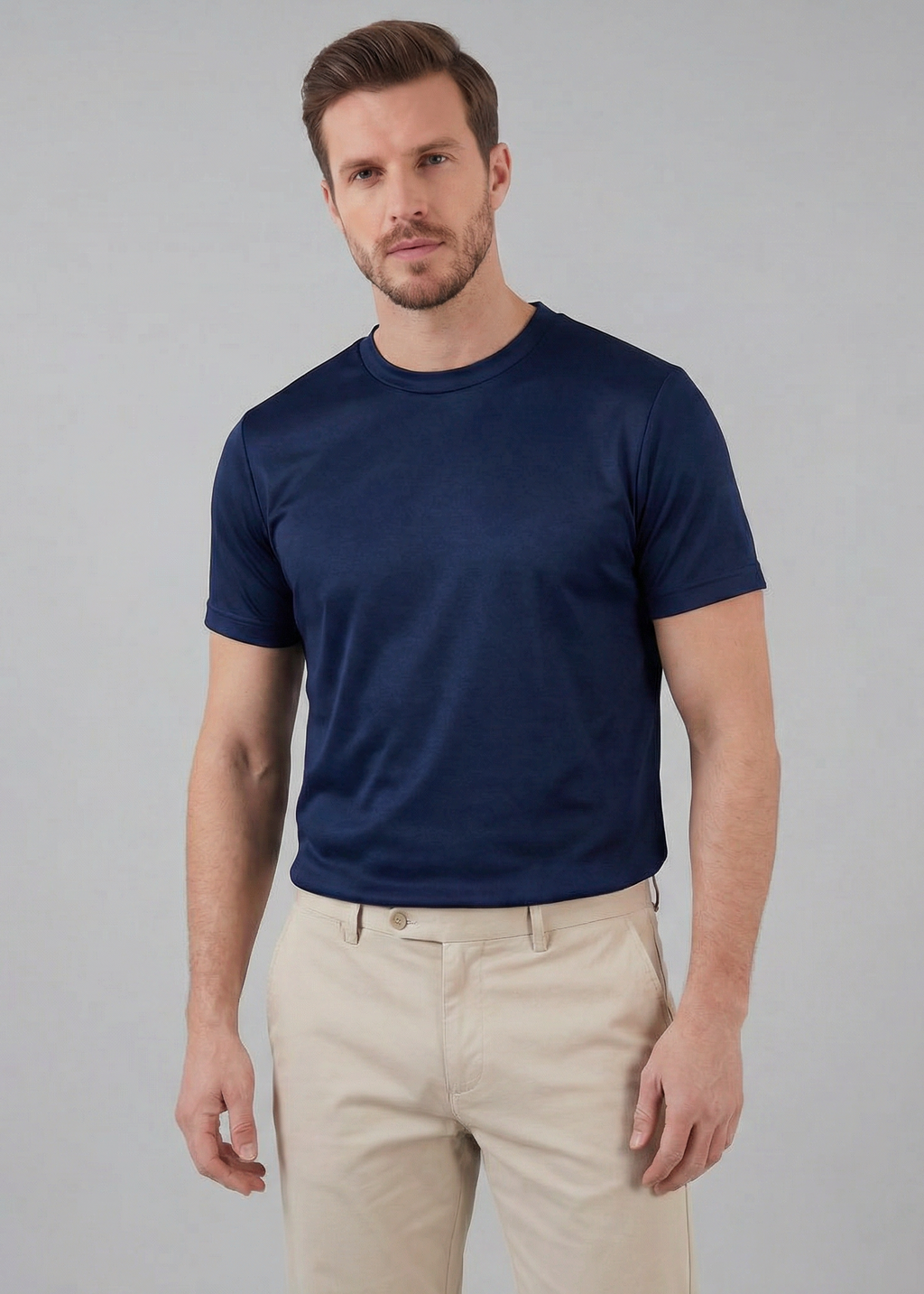 Shiny Men's Crewneck T-Shirt in Soft Fabric for Casual Wear