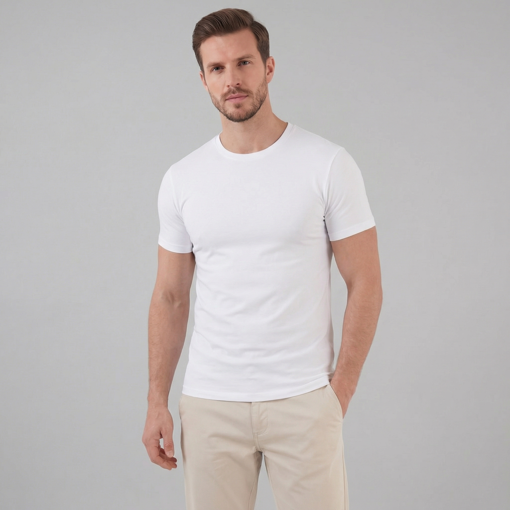 Slim Fit Cotton T-Shirt for Men - Casual Wear, Short Sleeve, Various Colors