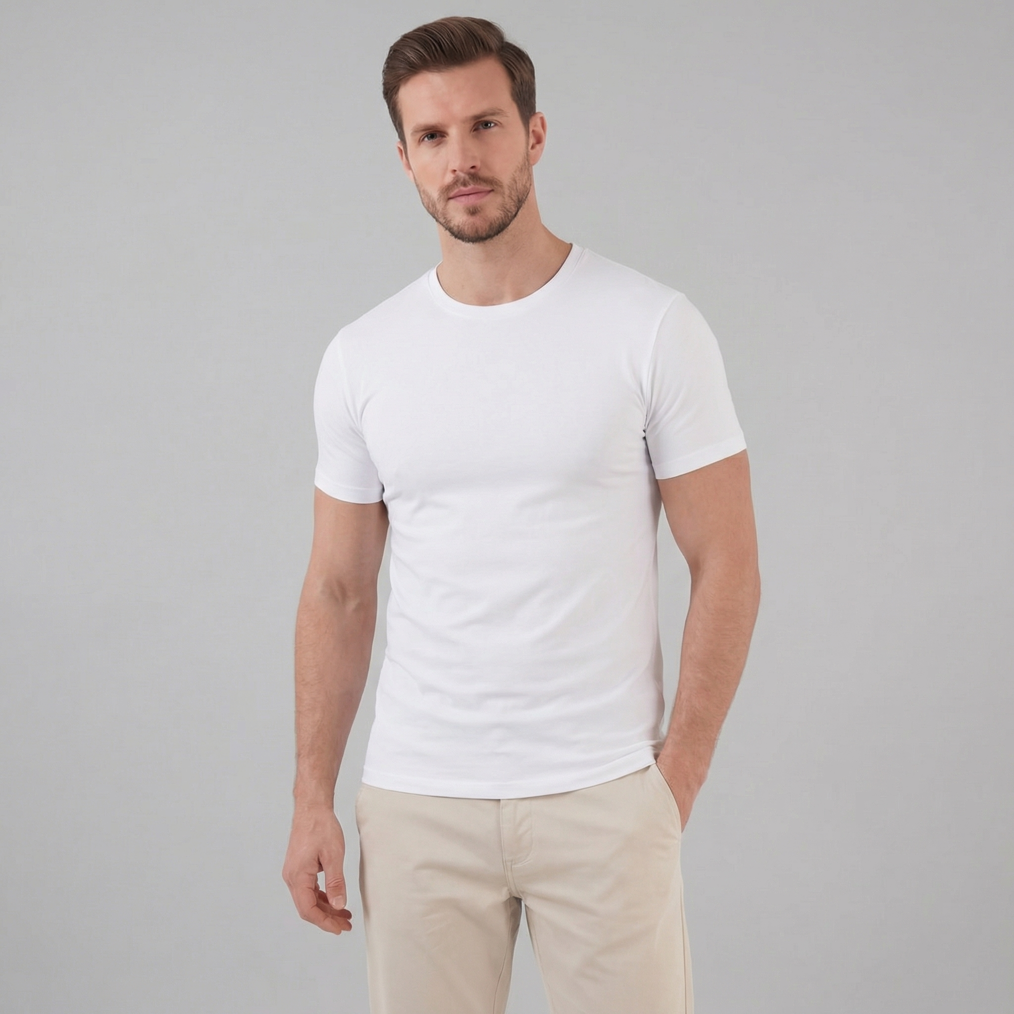 Slim Fit Cotton T-Shirt for Men - Casual Wear, Short Sleeve, Various Colors