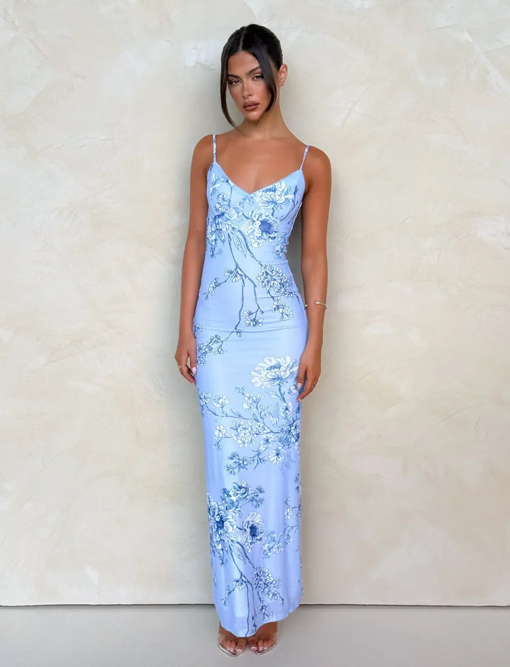 Rose Stripe Maxi Dress | Sleeveless Flowing Design for Casual Wear