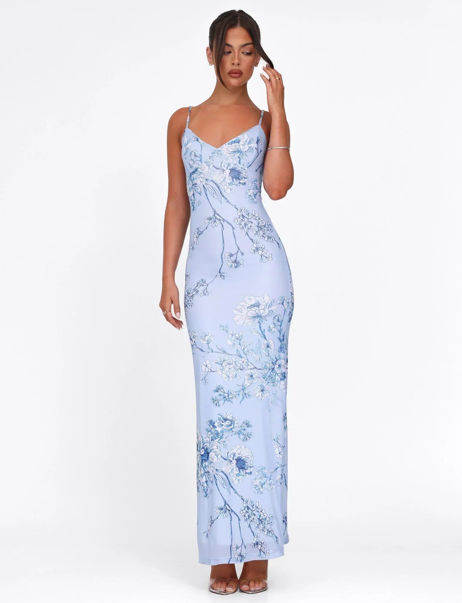 Rose Stripe Maxi Dress | Sleeveless Flowing Design for Casual Wear