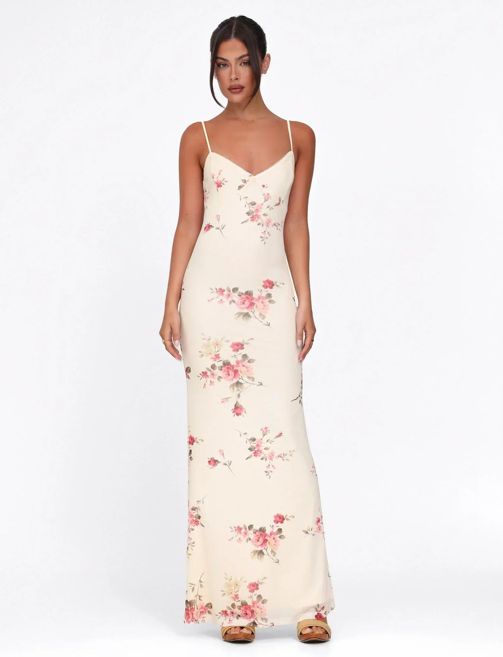 Rose Stripe Maxi Dress | Sleeveless Flowing Design for Casual Wear