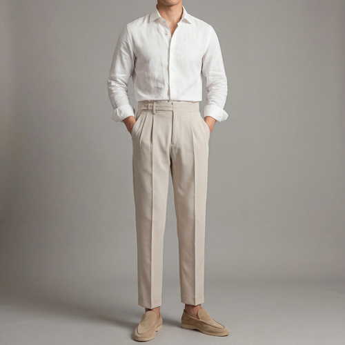 Tailored Fit Men's Trousers - Comfortable Cotton Dress Pants for Work or Casual Wear