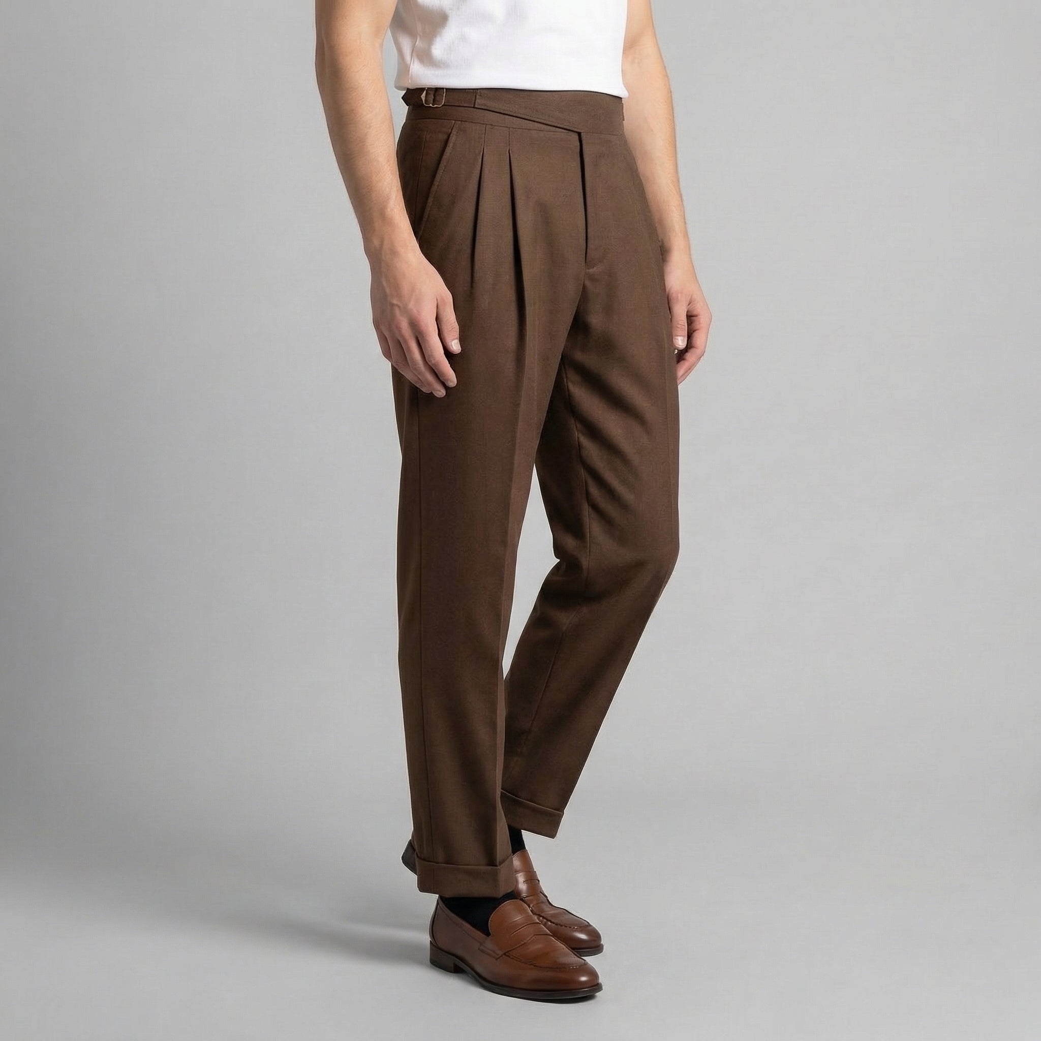Tailored Pleated Trousers for Men - Classic Fit, Formal Wear, Lightweight Fabric