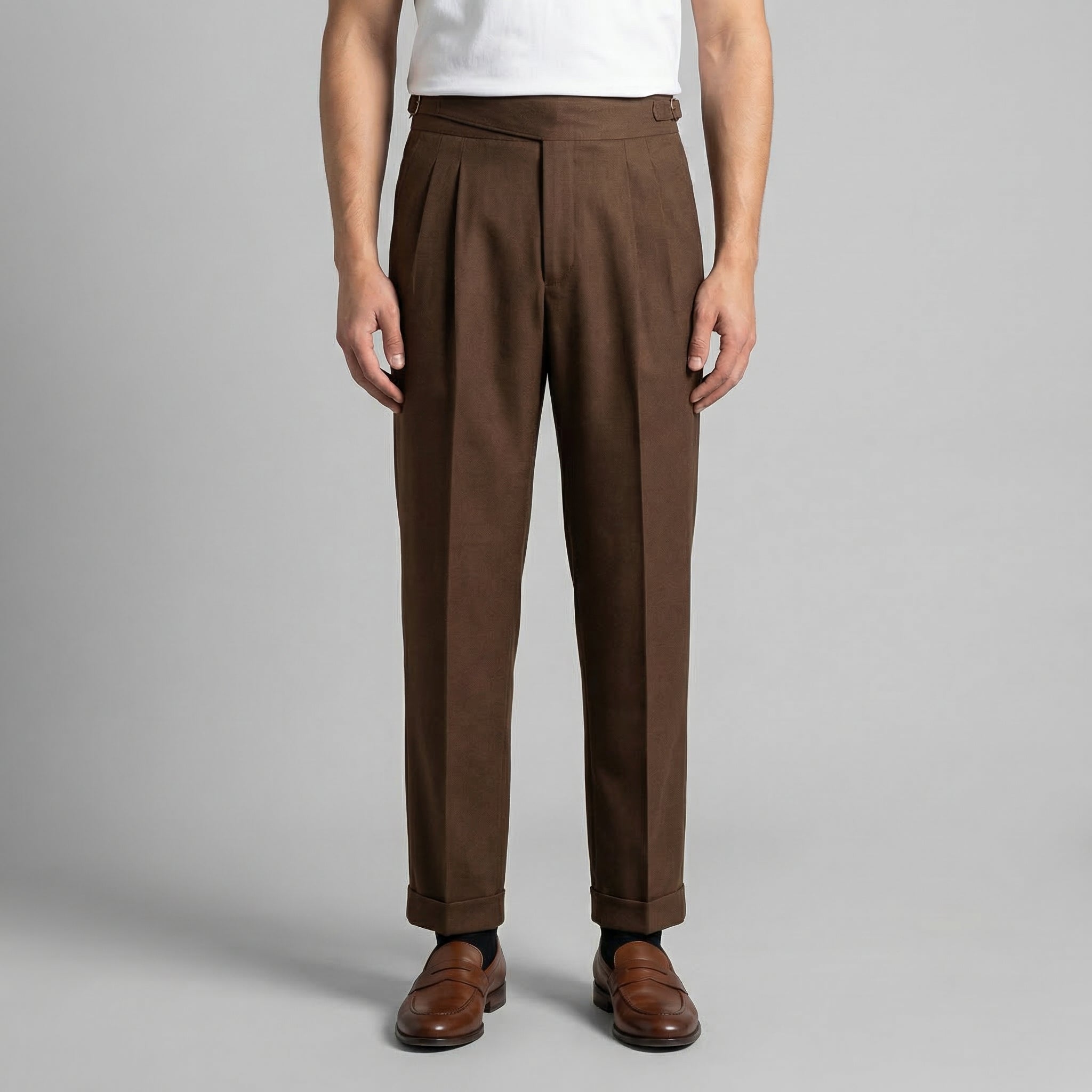 Tailored Pleated Trousers for Men - Classic Fit, Formal Wear, Lightweight Fabric