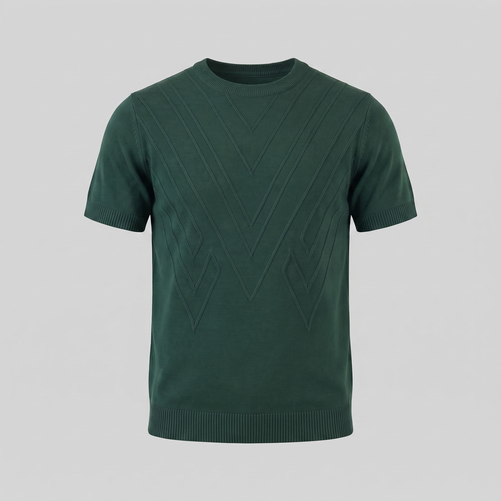 Textured Knit T-Shirt for Men - Casual Short Sleeve Top for Everyday Wear