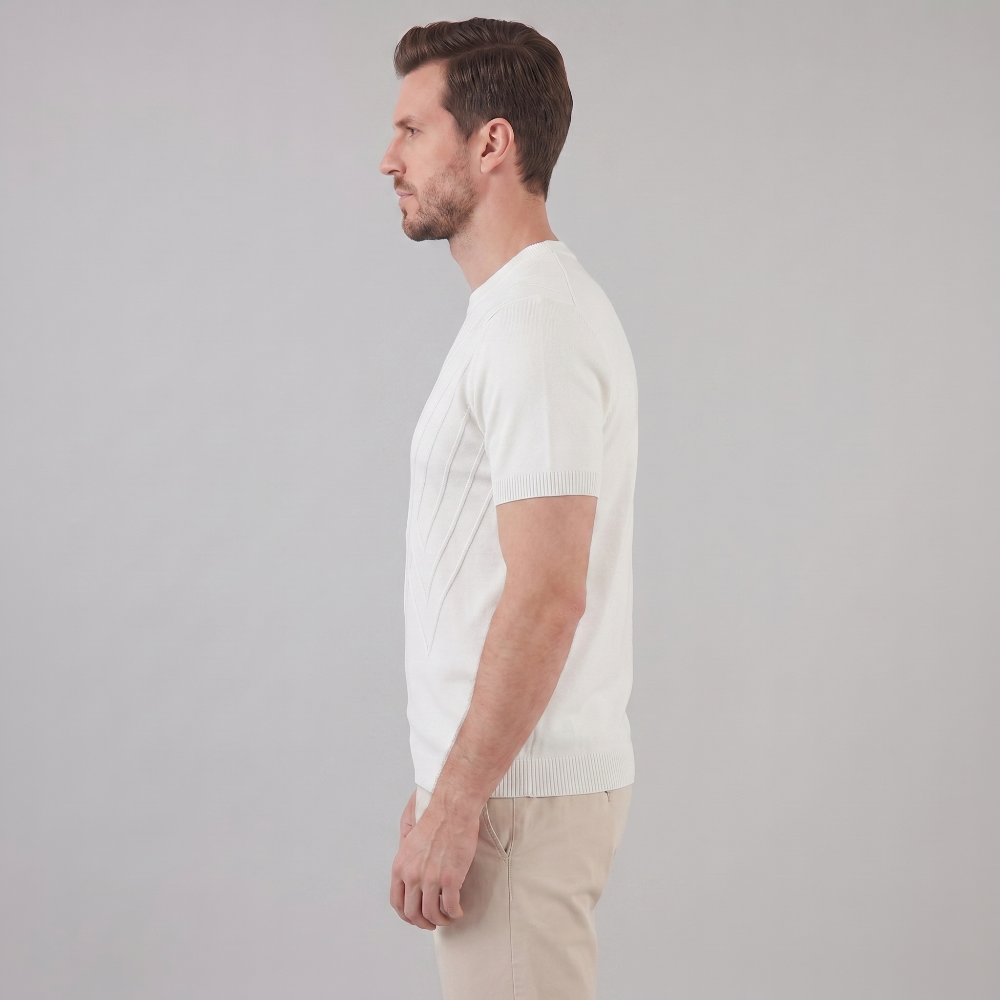 Textured Knit T-Shirt for Men - Casual Short Sleeve Top for Everyday Wear