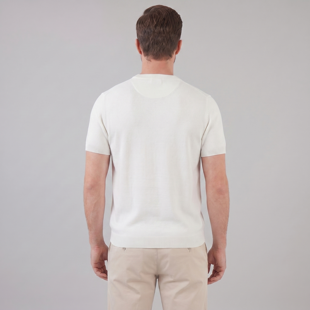 Textured Knit T-Shirt for Men - Casual Short Sleeve Top for Everyday Wear