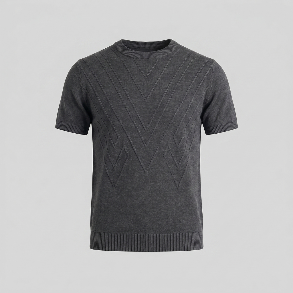 Textured Knit T-Shirt for Men - Casual Short Sleeve Top for Everyday Wear