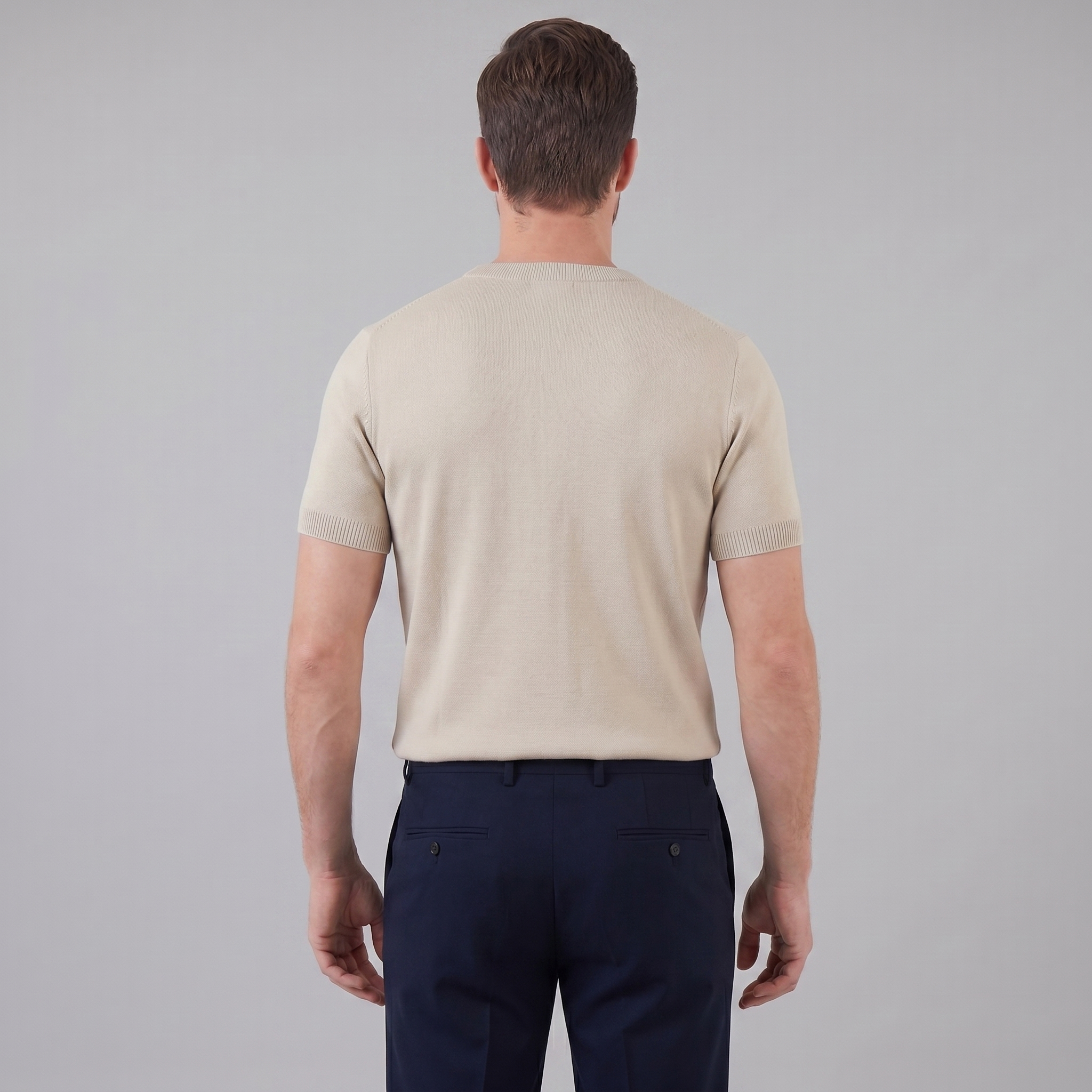 Textured Knit T-Shirt for Men - Casual Short Sleeve Top for Everyday Wear