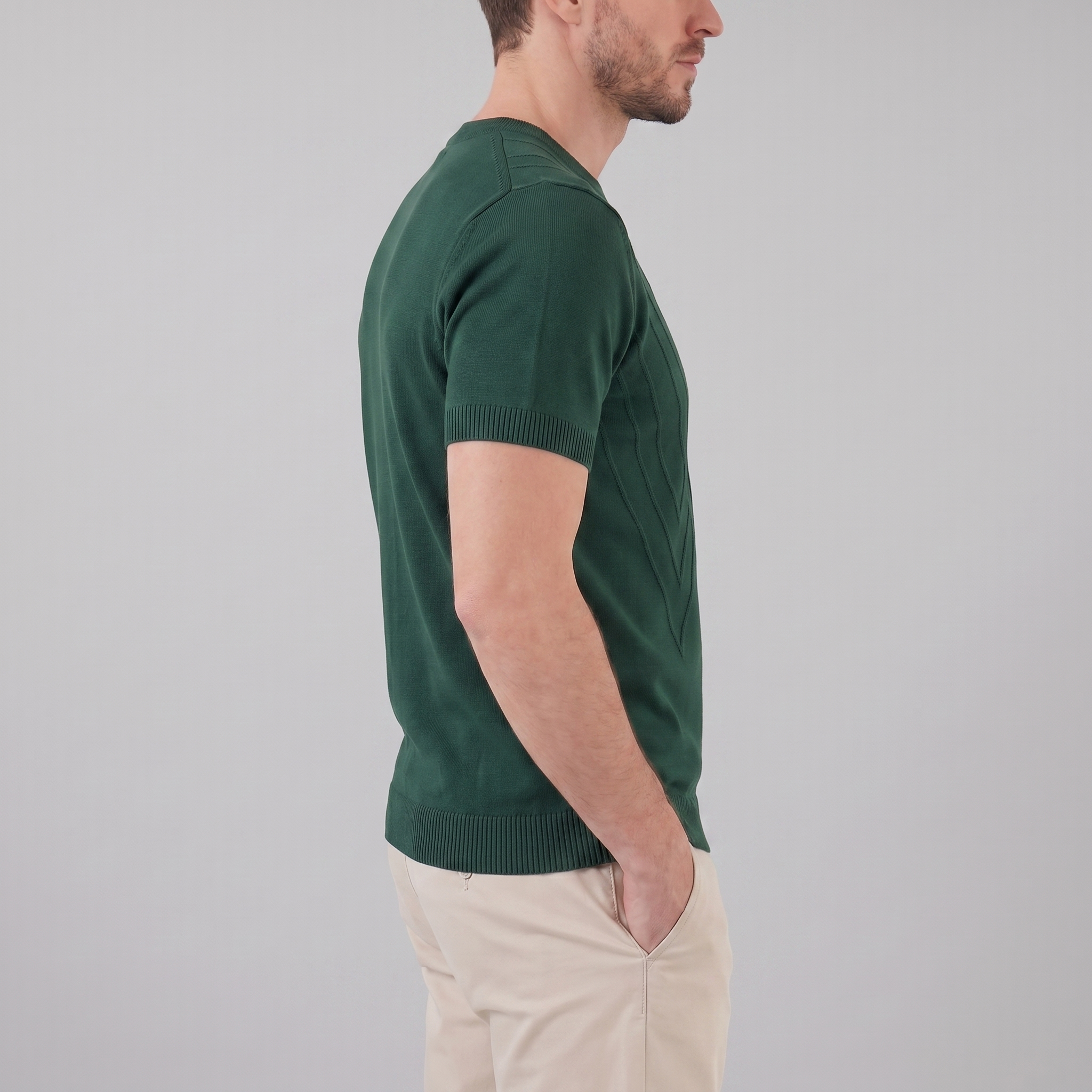 Textured Knit T-Shirt for Men - Casual Short Sleeve Top for Everyday Wear