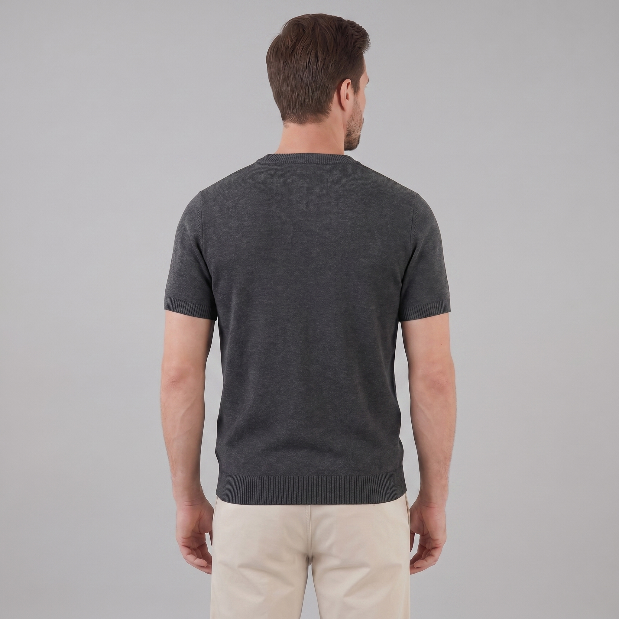 Textured Knit T-Shirt for Men - Casual Short Sleeve Top in Comfortable Fabric
