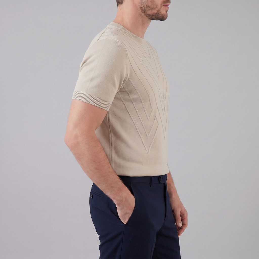 Textured Knit T-Shirt for Men - Casual Short Sleeve Top in Comfortable Fabric
