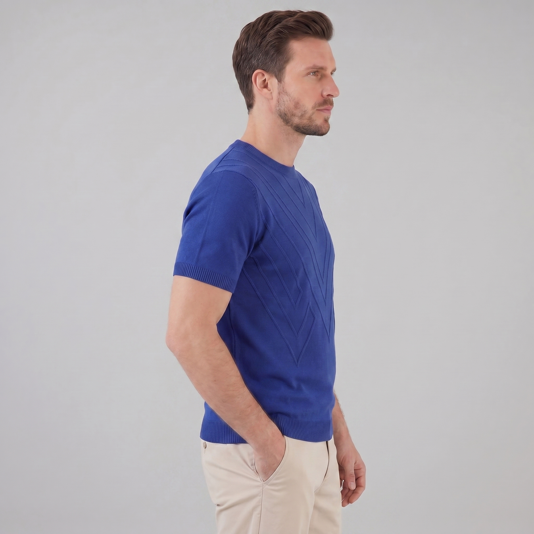 Textured Knit T-Shirt for Men - Casual Short Sleeve Top in Comfortable Fabric