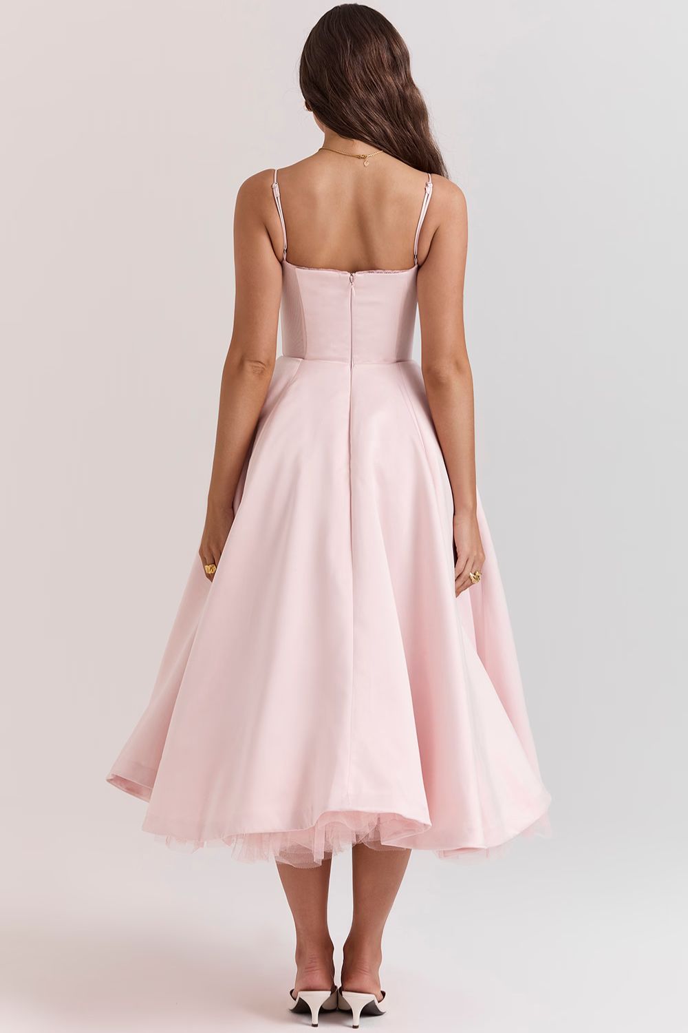 Structured Satin Midi Dress Women UK – Luxurious Corset Bodice, Wedding Guest & Cocktail