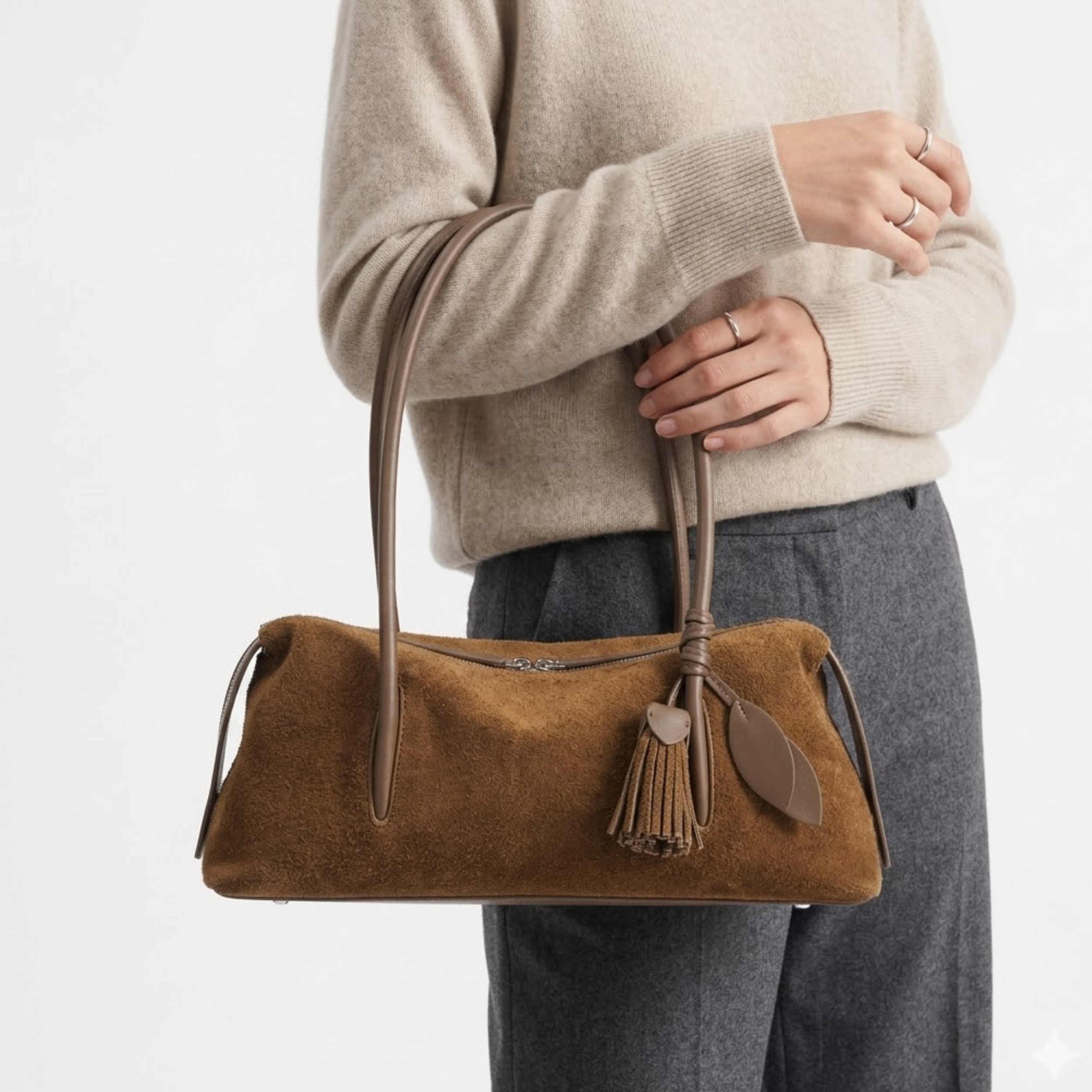 Leather Tassel Pendant Shoulder Bag UK – Stylish Pillow Design for Smart Casual, Office Wear