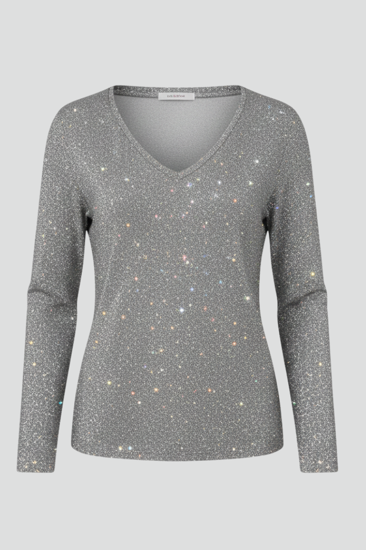 Women’s Sequin V-Neck Long Sleeve Jumper for Evening Wear