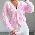 Soft Bow-Detail Long Sleeve Cardigan in Comfortable Knit for Casual Wear