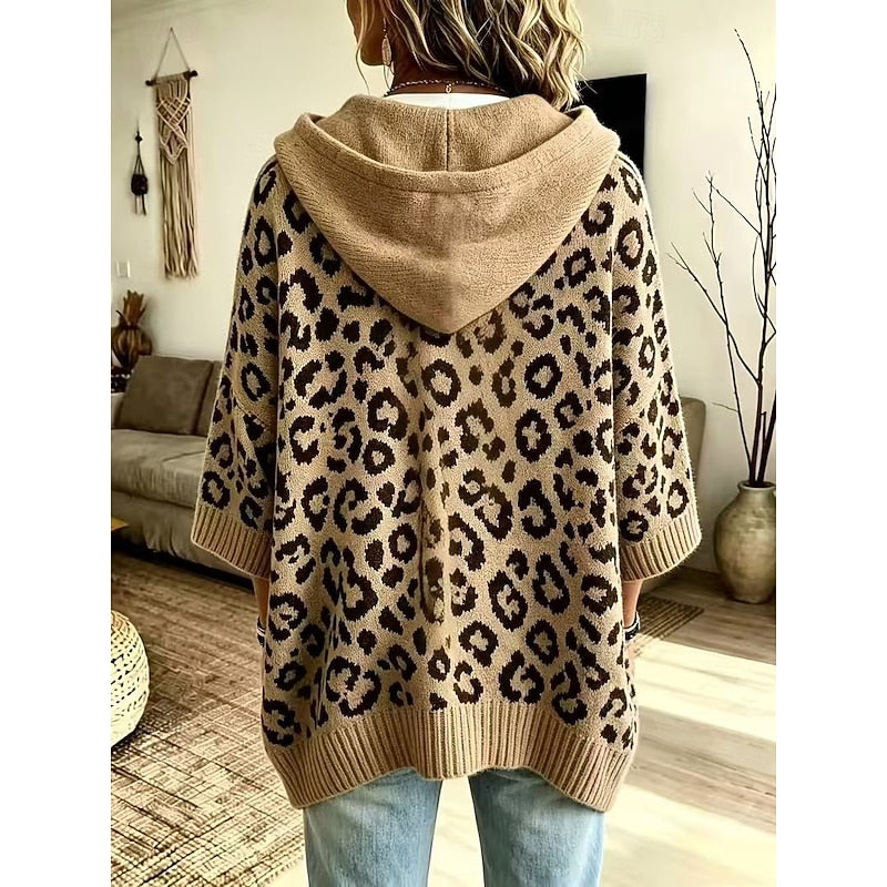 Animal Print Hooded Sweater for Women | Cozy Casual Style